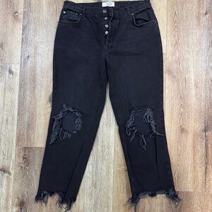 We The Free Black Distressed Ankle Jeans